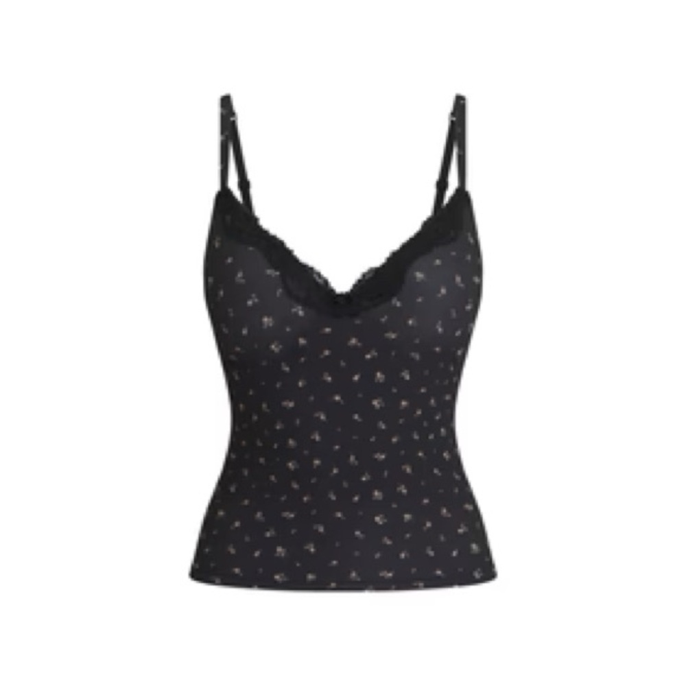 SKIMS Black Floral Fits Everyone Lace Tank L - Picture 2 of 5